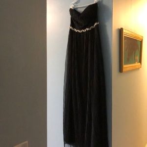 Black long gown with beaded waist belt